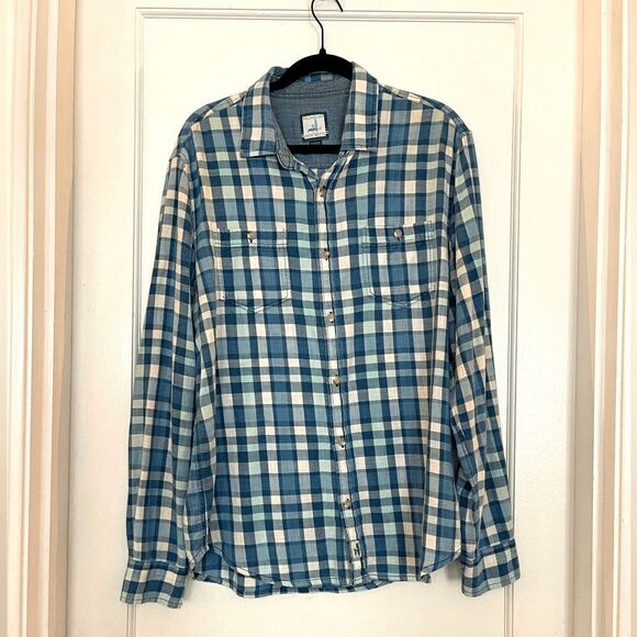 Johnnie-O Long Sleeve Casual Button Down Blue Plaid Cotton Mens size M - Picture 1 of 7